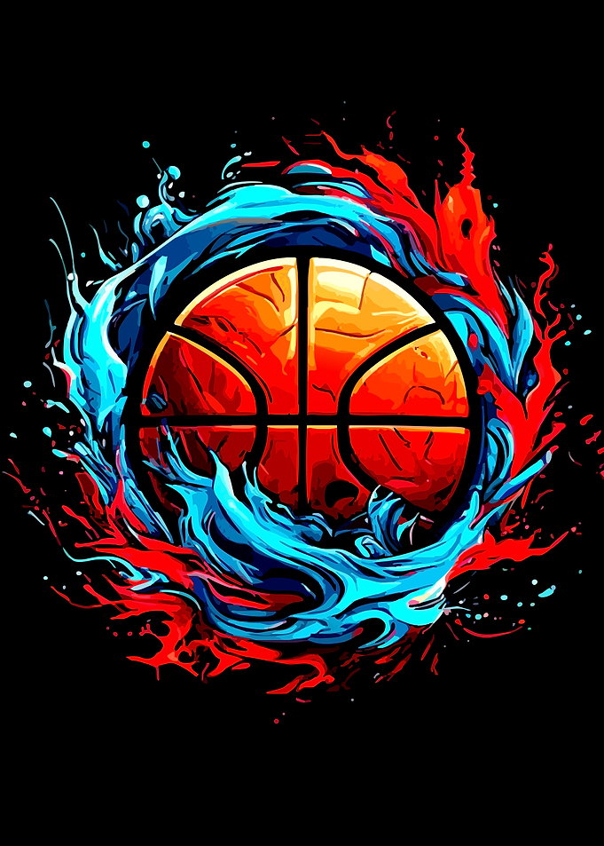 Basketball with Fiery Splash