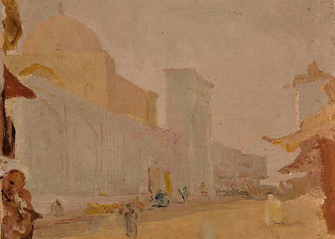 Impressionistic Street Scene with Dome