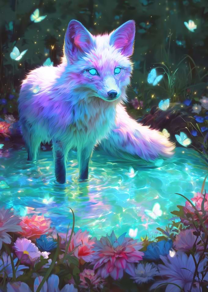 Magical Fox in a Floral Wonderland