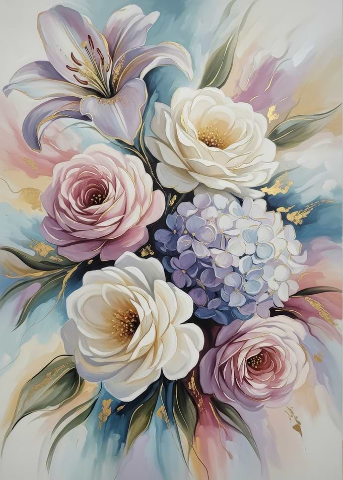 Elegant Floral Arrangement with Gold Accents