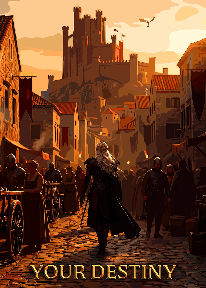 Fantasy Cityscape with Dragon