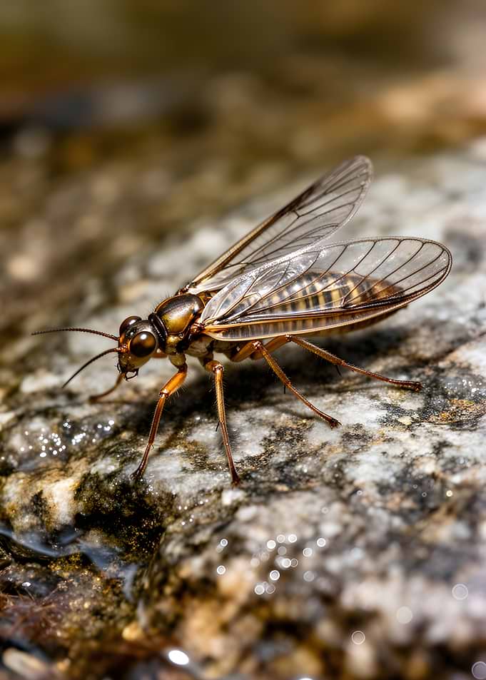 Close-up of a Stonefly on a Rock