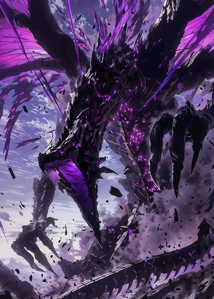 Dark Dragon with Purple Energy