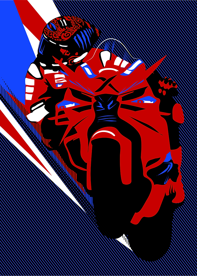 Red Motorcycle in Action