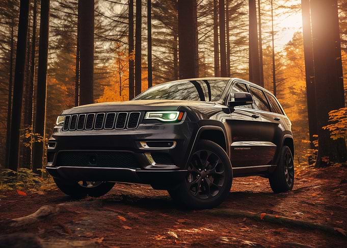 Jeep in Autumn Forest