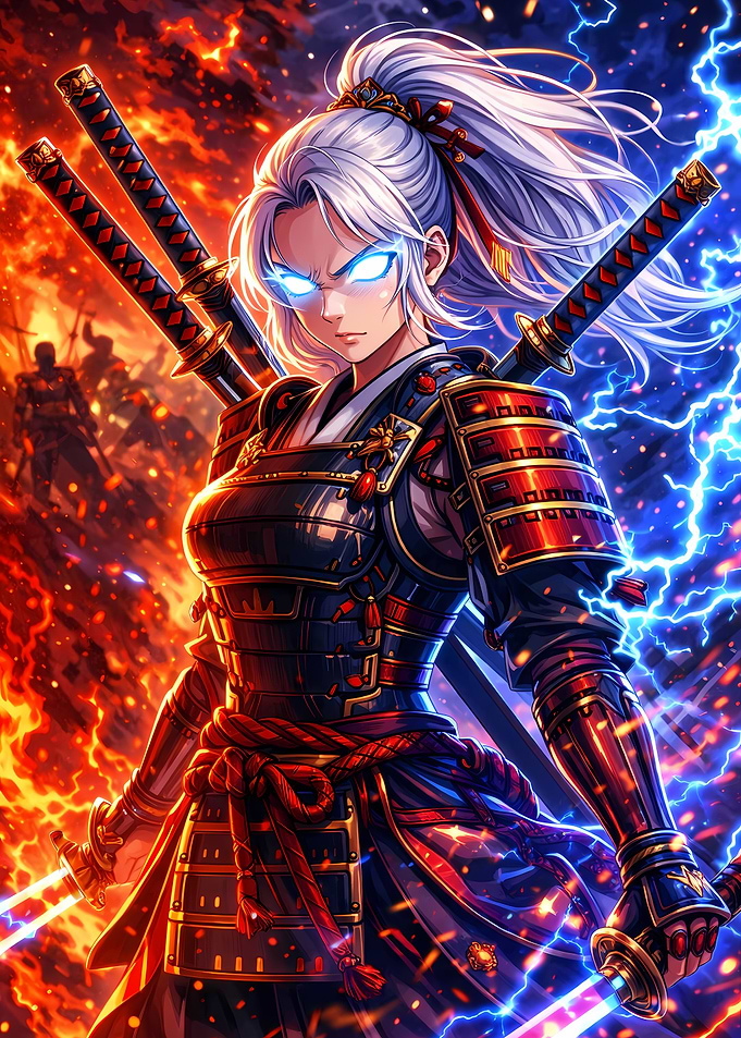 Samurai Warrior with Glowing Eyes