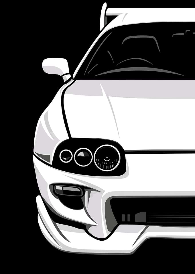 White Toyota Supra Headlights