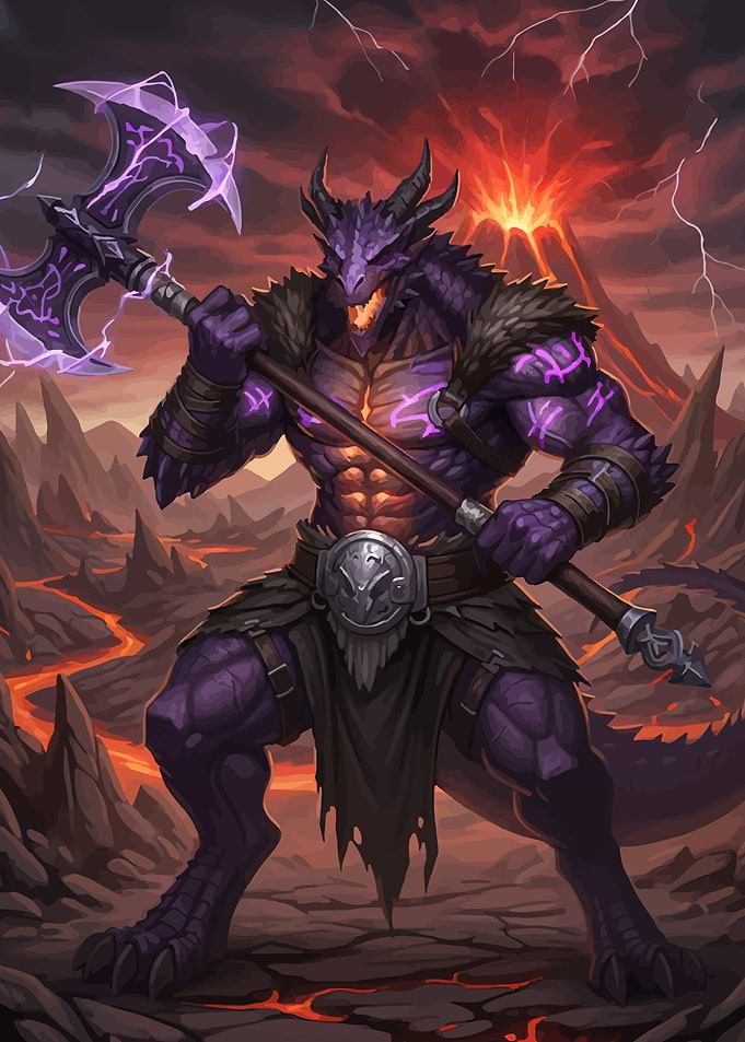 Dragon Warrior with Lightning Axe