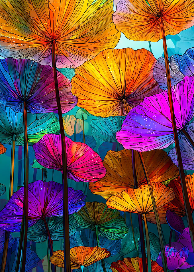 Vibrant Stylized Flowers Nature Illustration