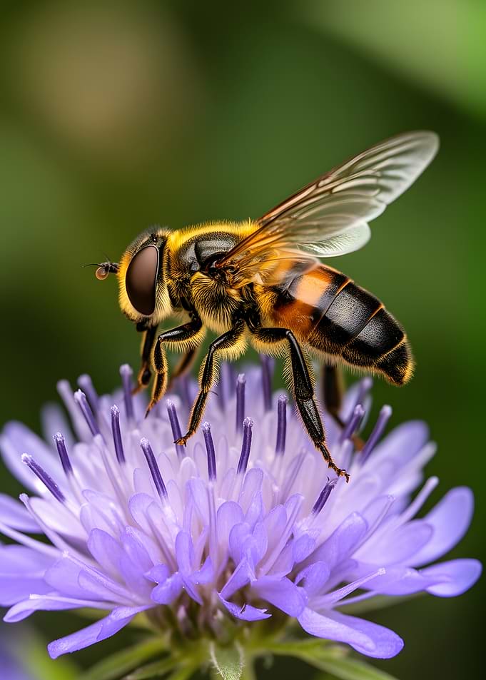 Hoverfly on a Purple Flower
