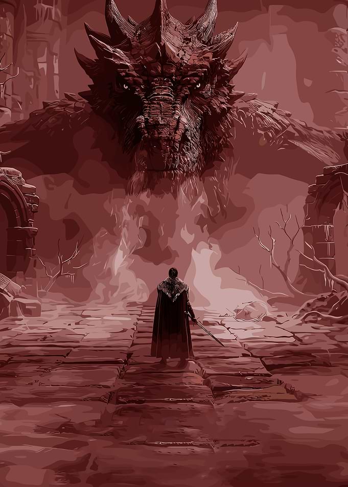 Dragon and Knight in Ruins