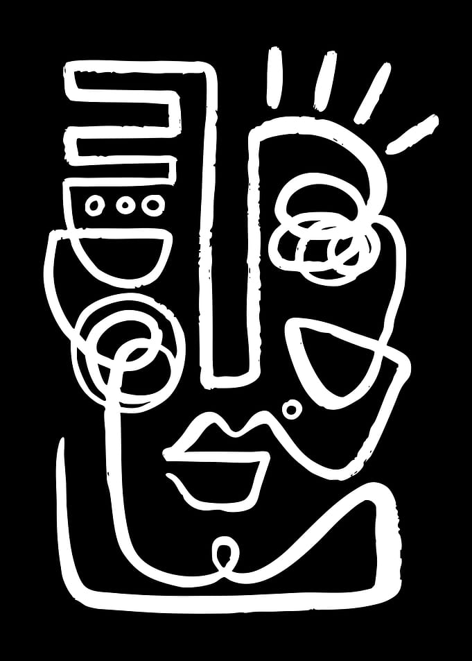 Abstract Face Line Art