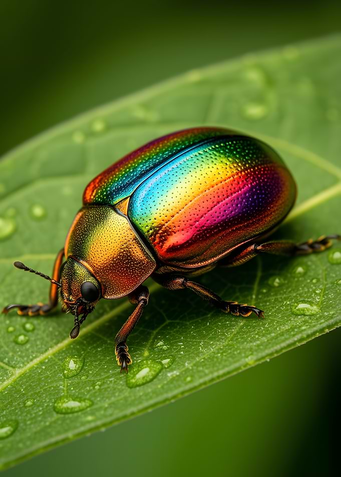 Rainbow Beetle on a Leaf