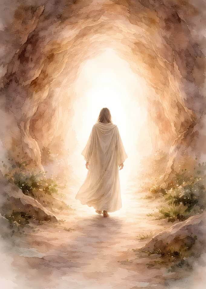 Jesus Walking Towards Light