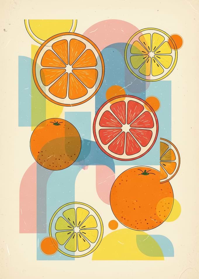 Retro Citrus Fruit Illustration