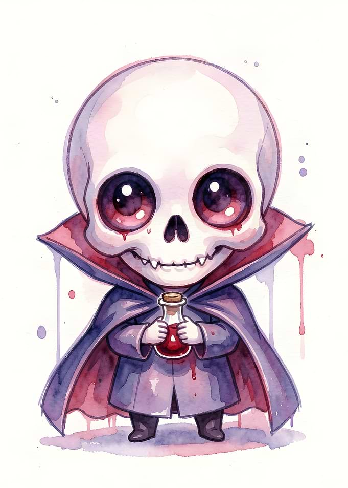 Cute Vampire Skull with Potion