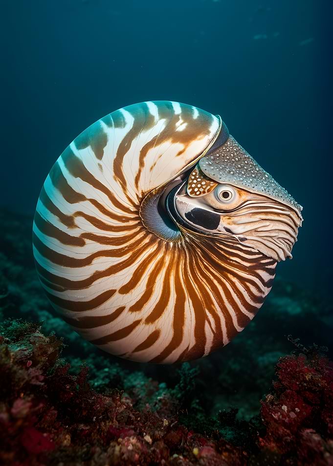 Nautilus Shell Underwater