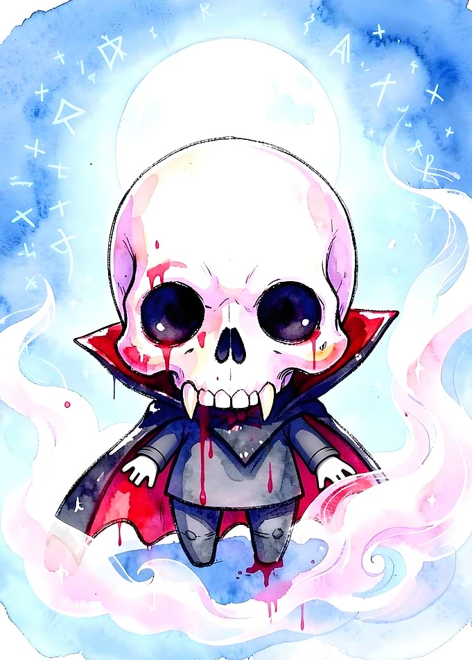 Cute Vampire Skull Character