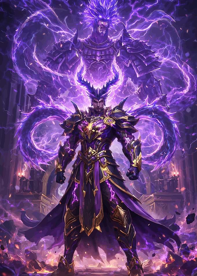 Dark Fantasy Warrior with Lightning