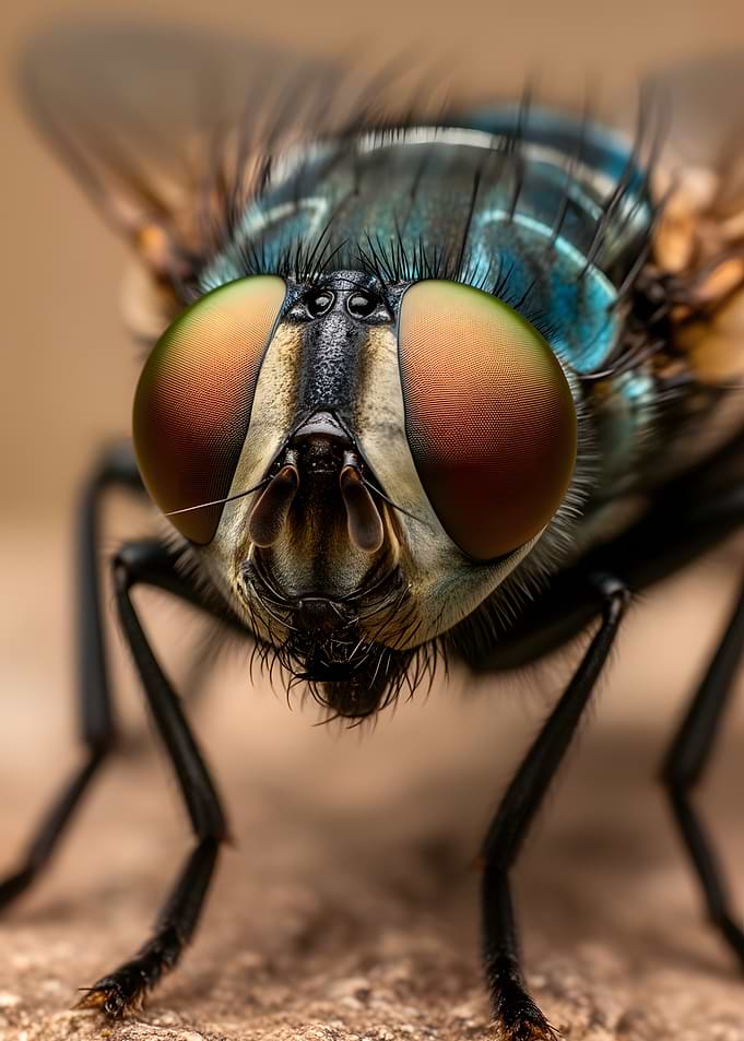Extreme Close-up of a Fly's Head
