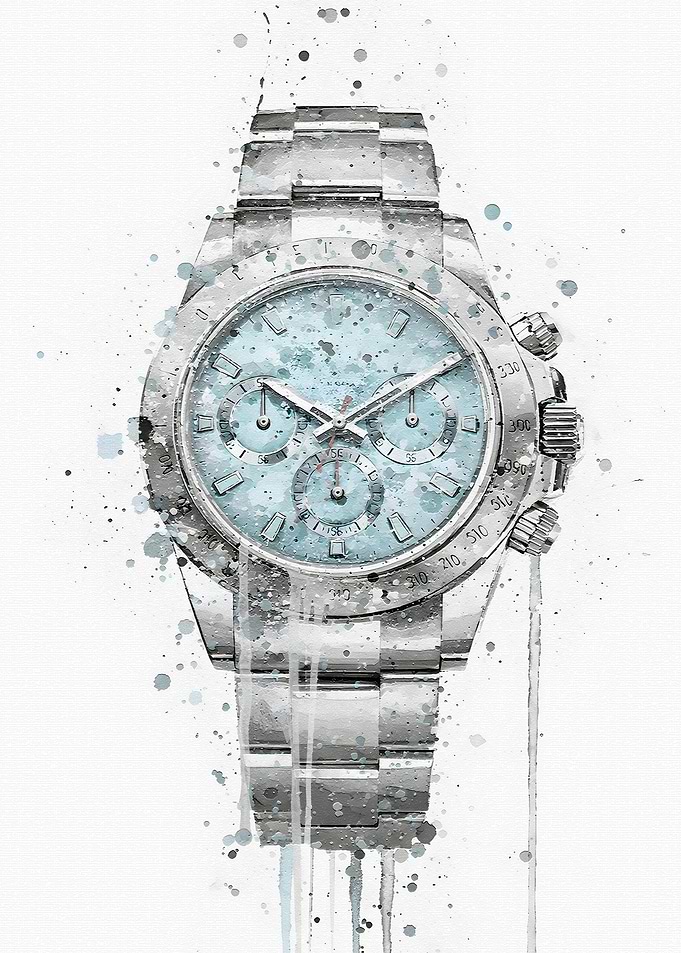 Watercolor Watch with Blue Dial
