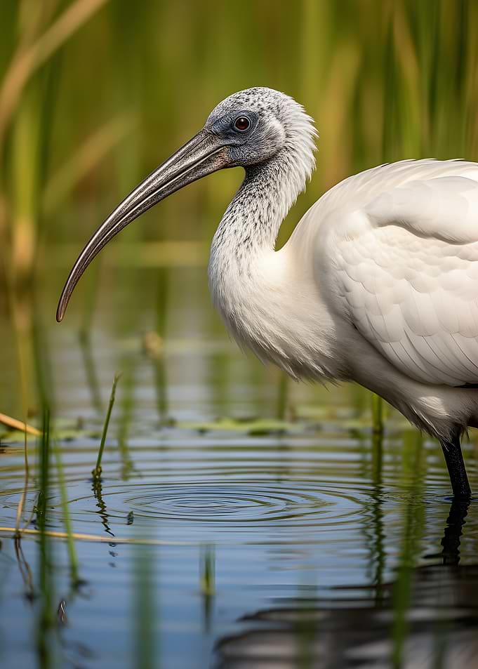 Ibis in shallow water