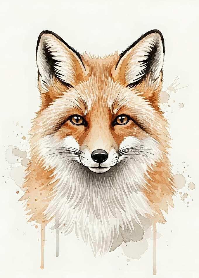 Watercolor Fox Portrait