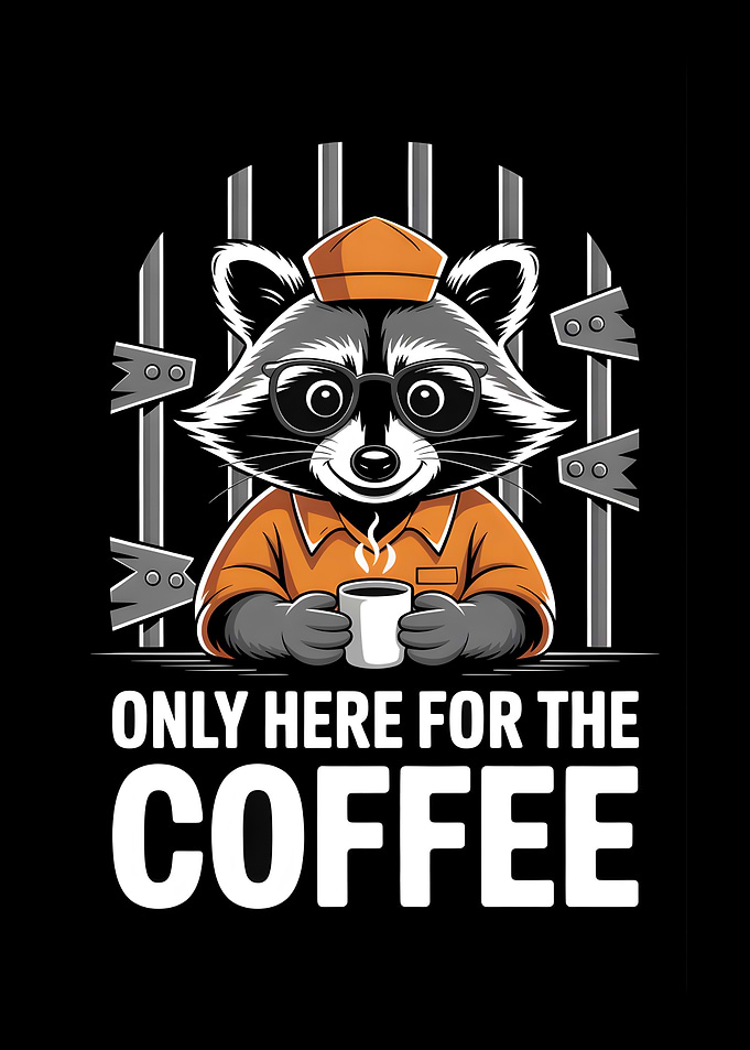 Raccoon in Prison for Coffee