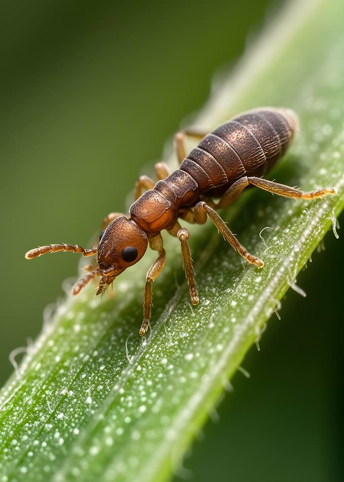 Close-up of an ant on a leaf