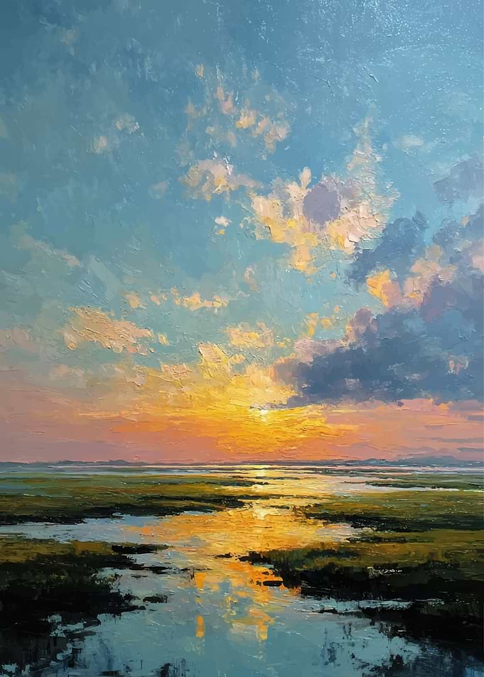 Sunset Over Marshland