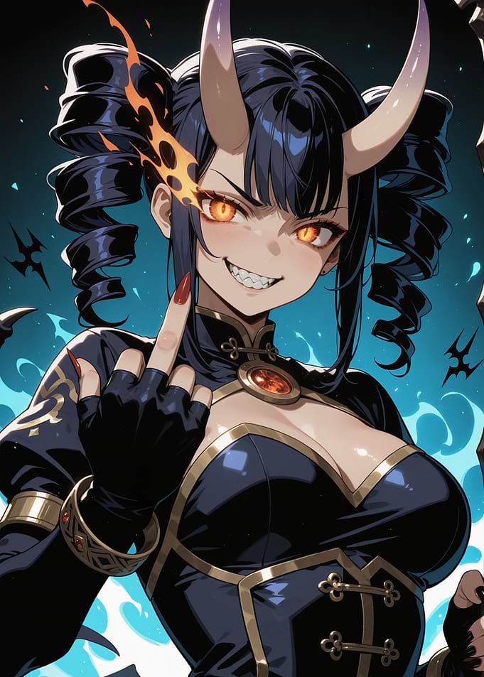 Fiery Horned Demon Girl