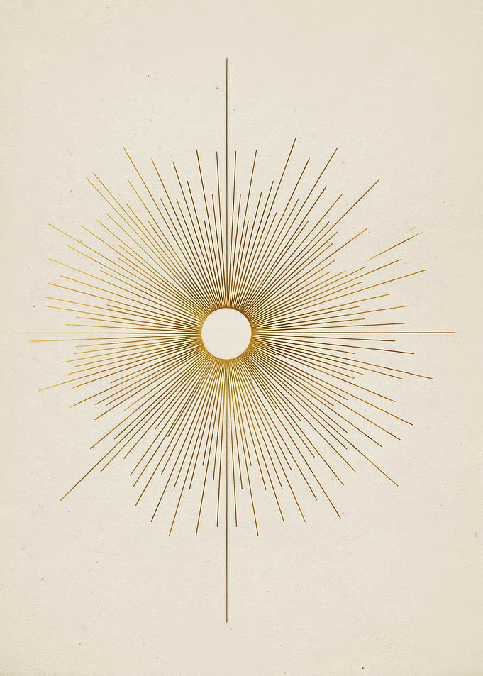 Golden Sunburst with Central Circle