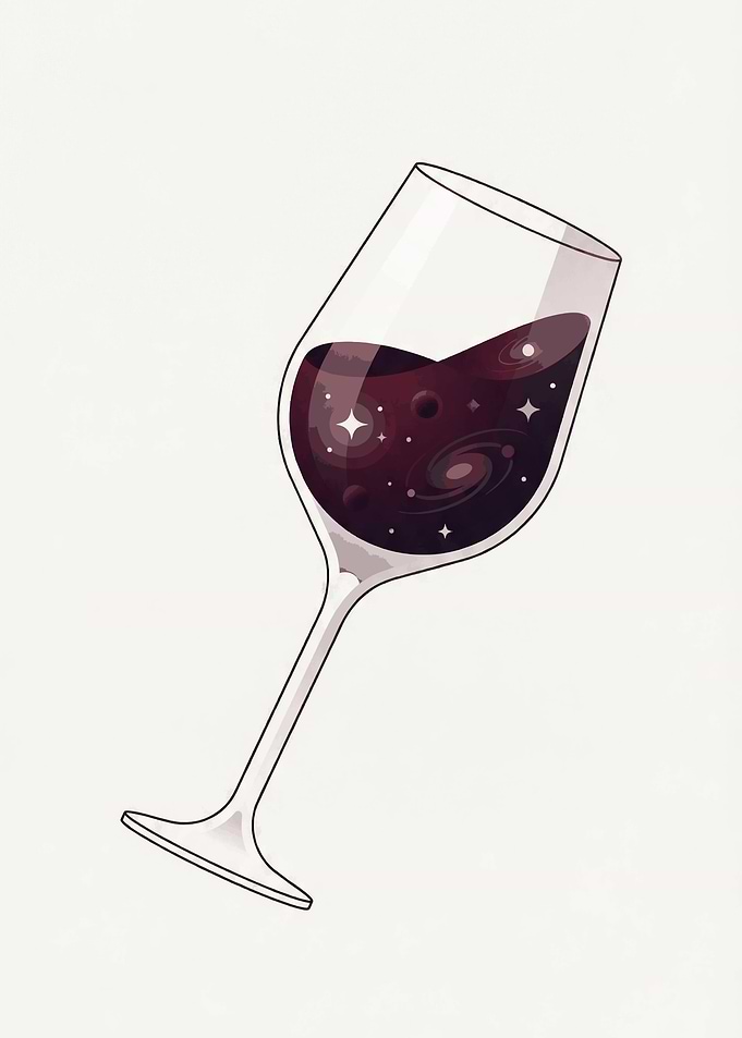 Minimalist Wine Glass Galaxy Art Poster Aesthetic
