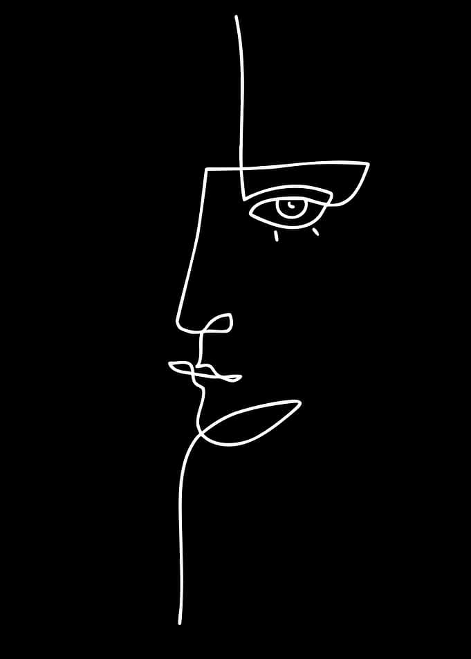 Minimalist Line Art of a Face