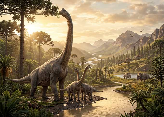 Prehistoric Landscape with Dinosaurs
