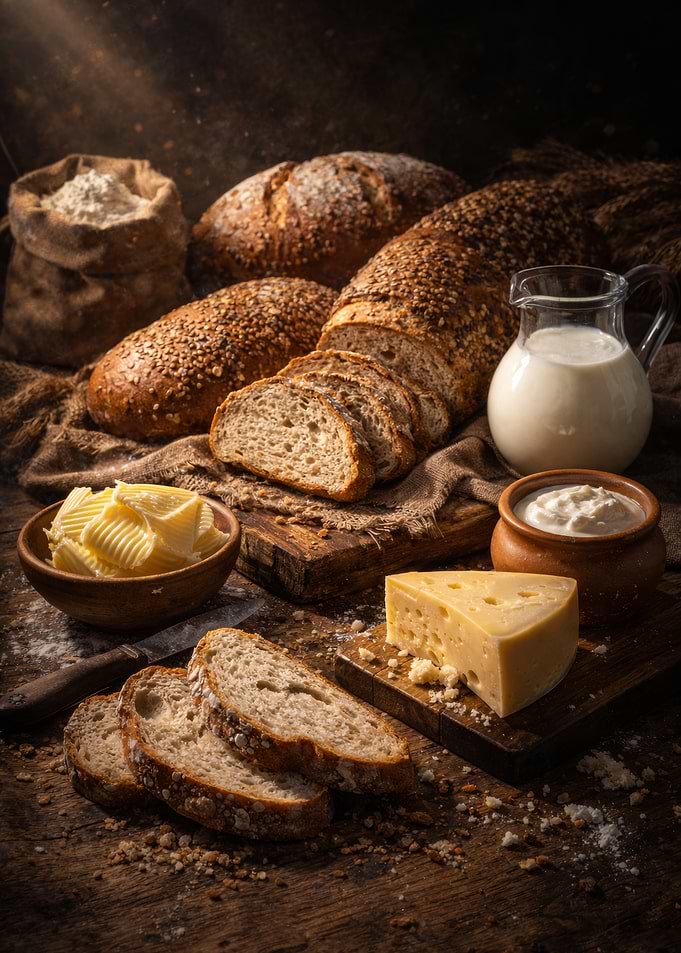 Artisan Bread and Dairy Spread