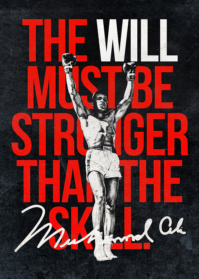 Title Boxing Inspirational Poster – “The Will Must Be Stronger Than the Skill” Wall Art