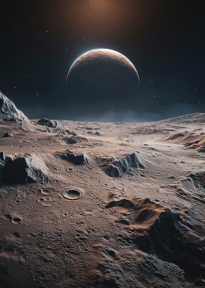 Alien Planet Landscape with Planet in Sky