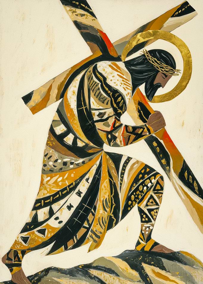 Abstract Jesus Carrying the Cross