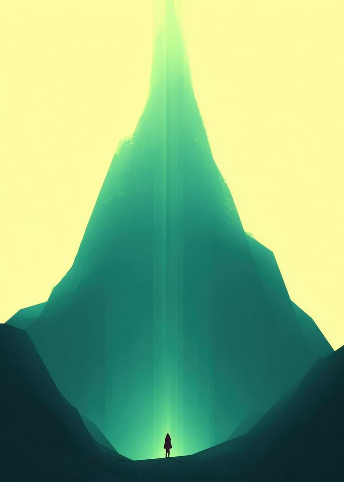 Lone figure bathed in light