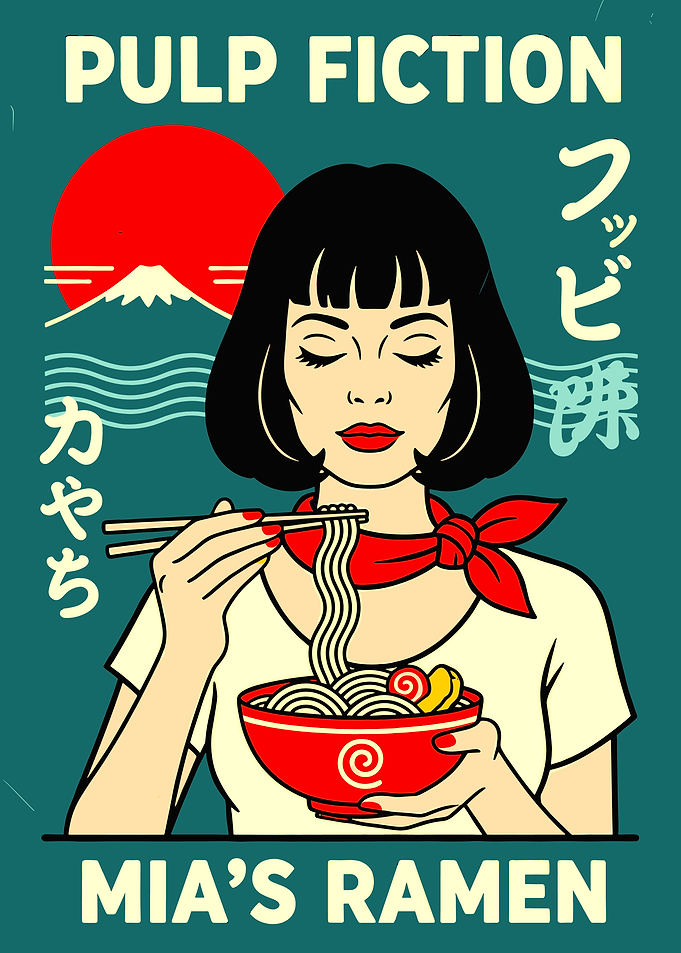 Mia Wallace Eating Ramen