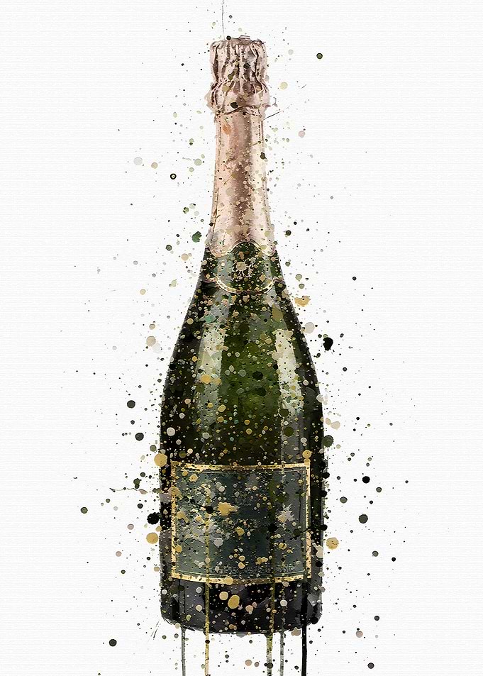 Champagne Bottle Splatter Art