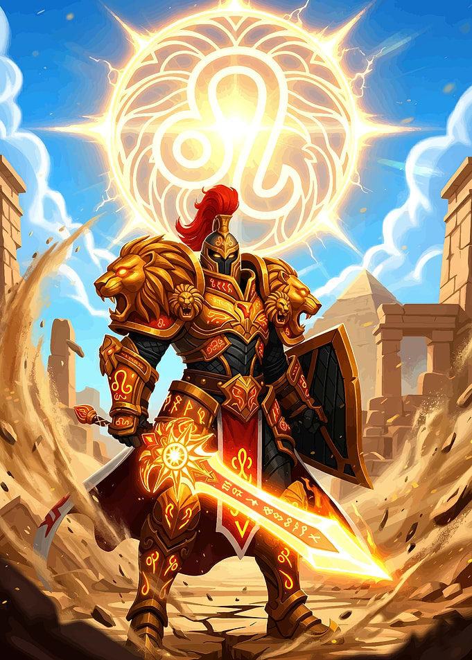Golden Warrior with Leo Symbol