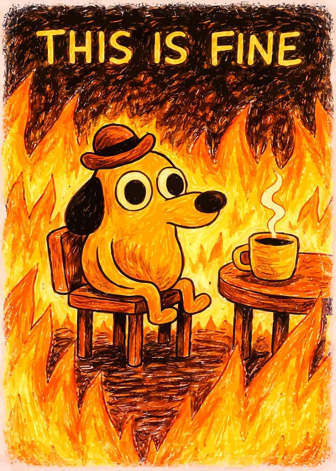 This is Fine Dog Meme in Crayon Style