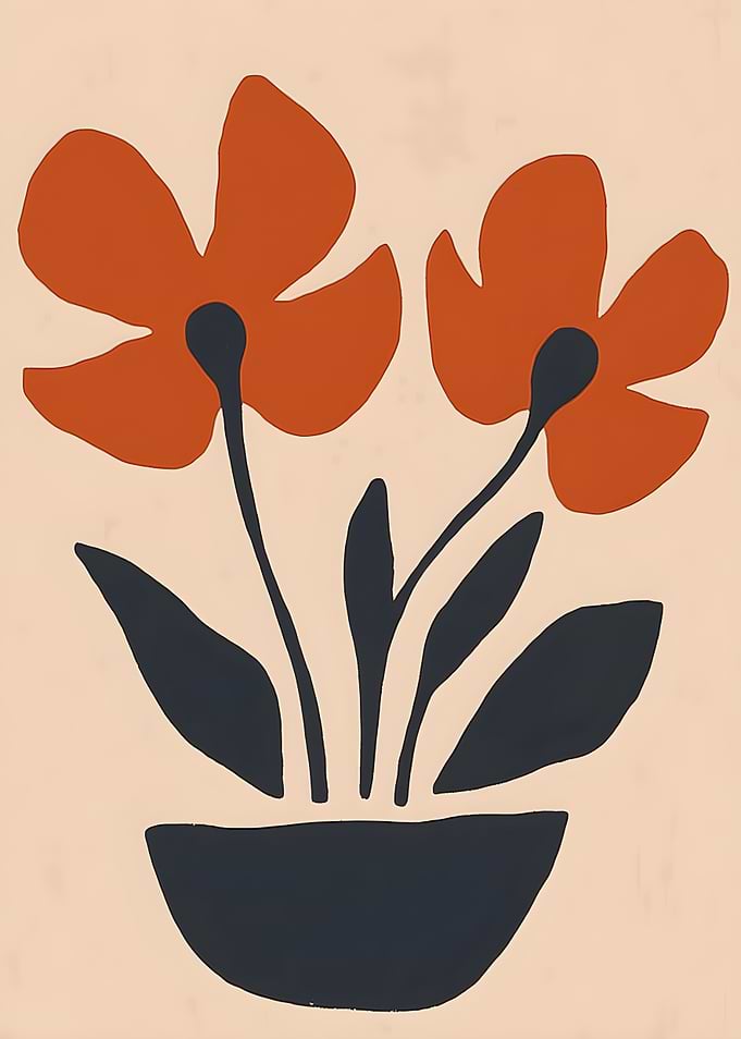Abstract Floral Arrangement in a Pot