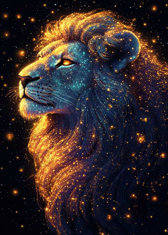 Cosmic Lion with Golden Mane