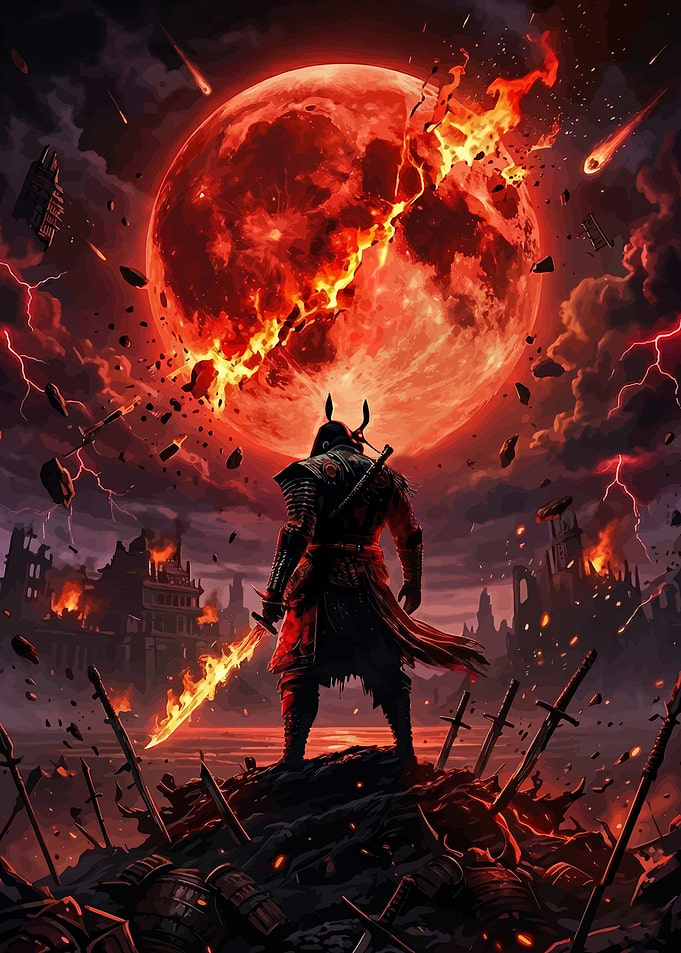 Samurai Under a Blood Moon