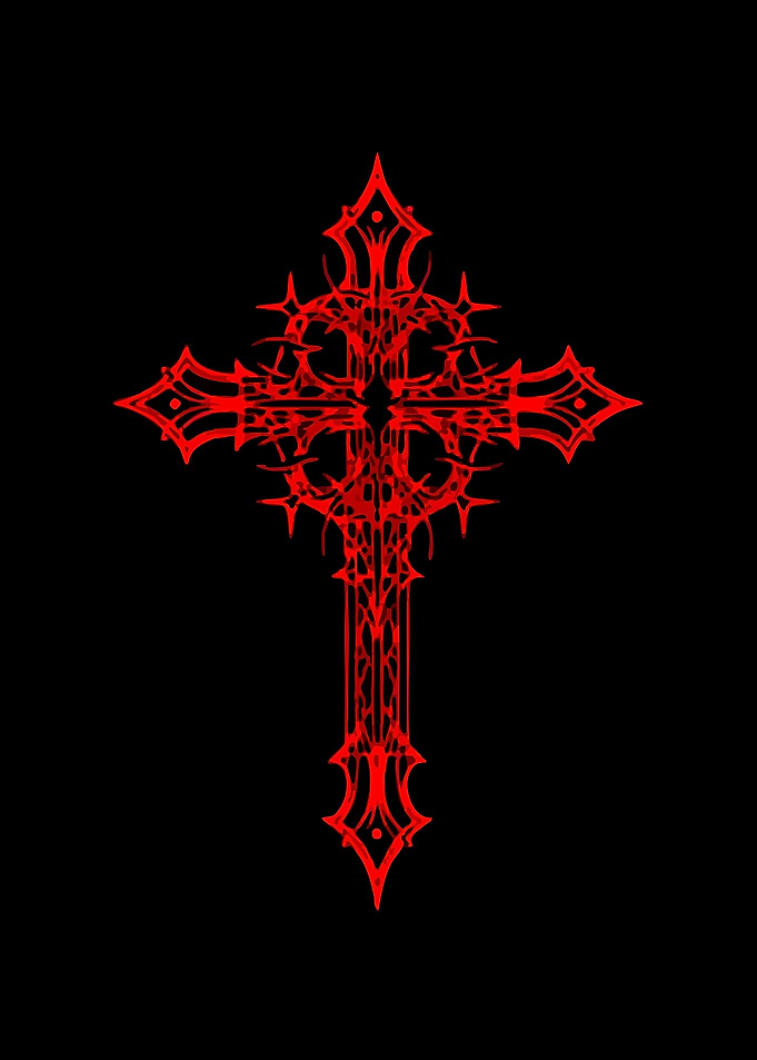 Gothic Red Cross on Black