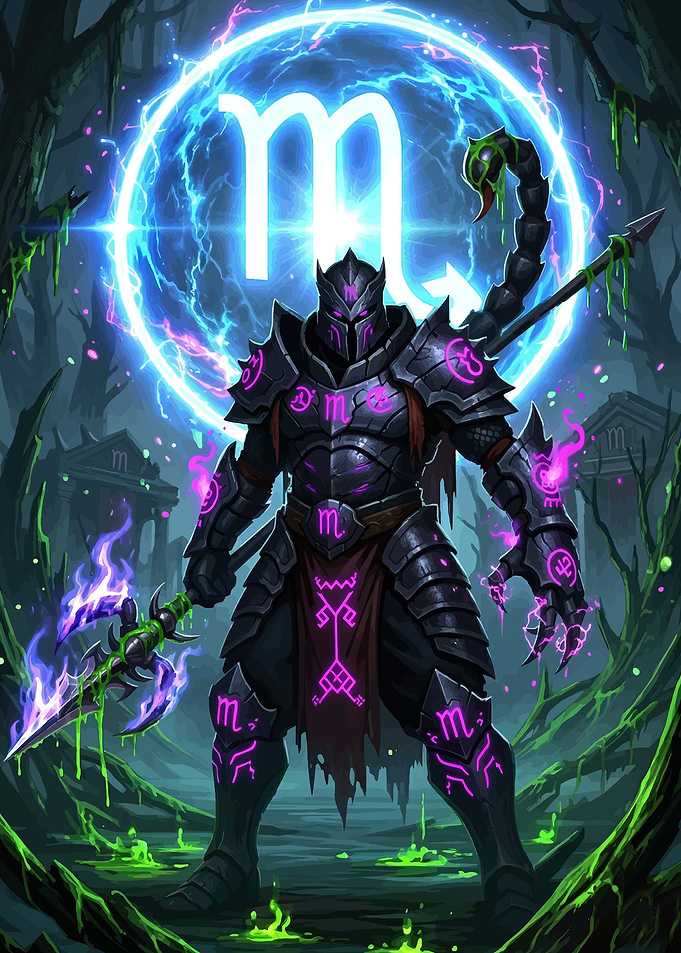 Scorpio Knight with Zodiac Symbol