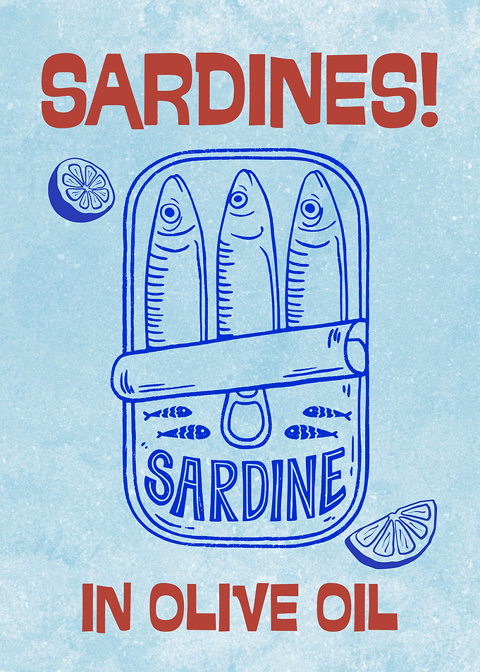 Sardines Portugal Sardines can poster vintage style fish